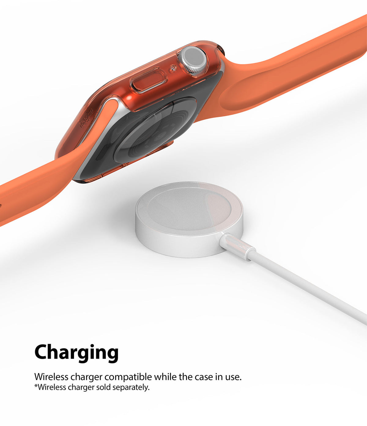 Apple Watch Series 6 / 5 / 4 / SE (40mm) Case | Slim (2 Pack) - Apple Watch with clear slim case hovering above a wireless charger.