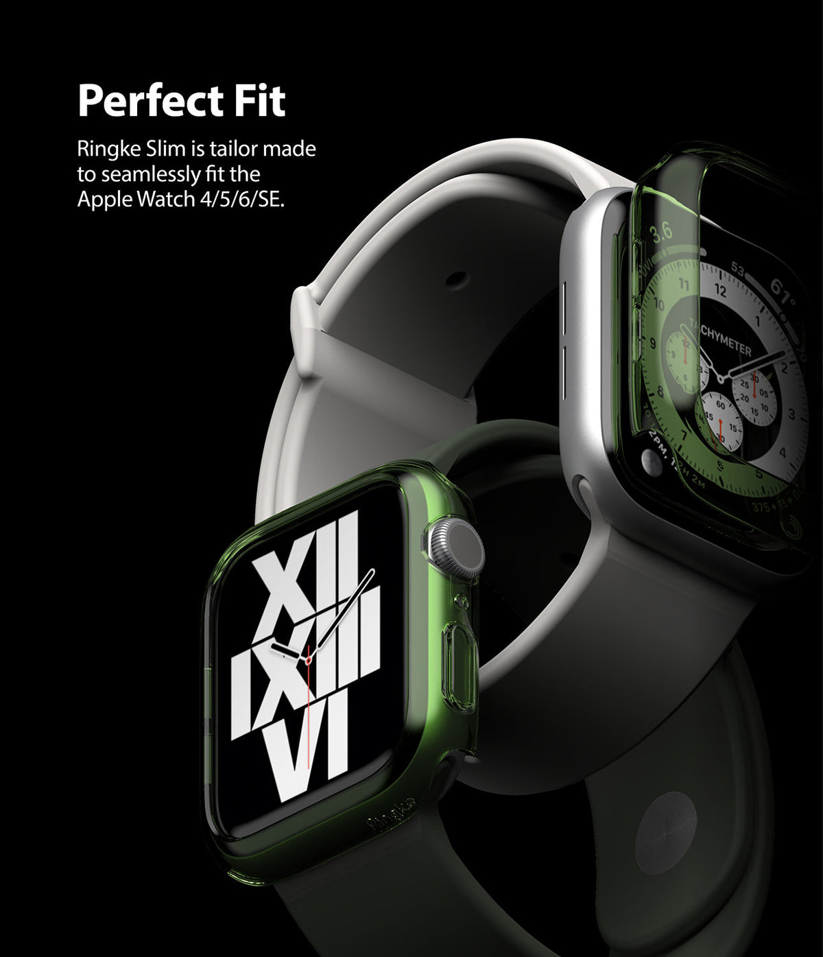 Apple Watch Series 6 / 5 / 4 / SE (40mm) Case | Slim (2 Pack) - Two Apple Watches with green slim protective cases.