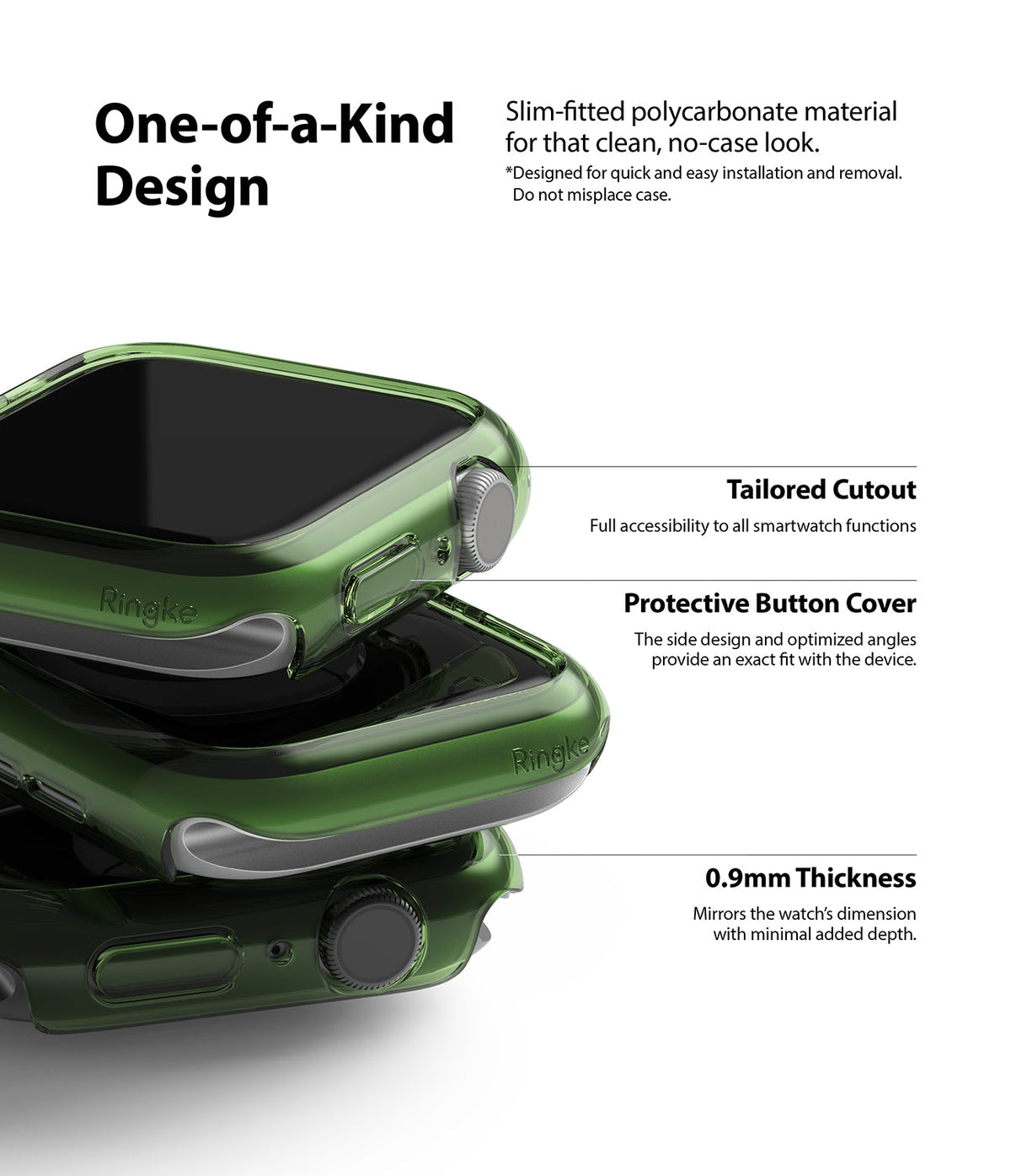 Apple Watch Series 6 / 5 / 4 / SE (40mm) Case | Slim (2 Pack) - Stacked green transparent slim cases for Apple Watch.