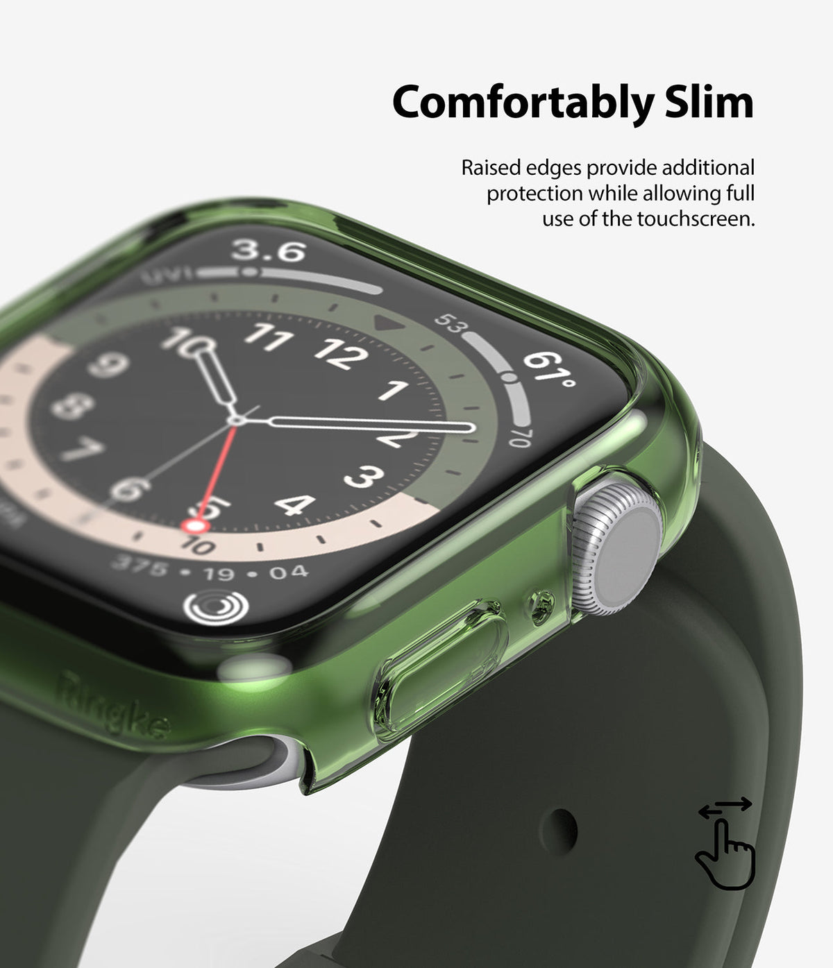 Apple Watch Series 6 / 5 / 4 / SE (40mm) Case | Slim (2 Pack) - Translucent green slim protective case on an Apple Watch.