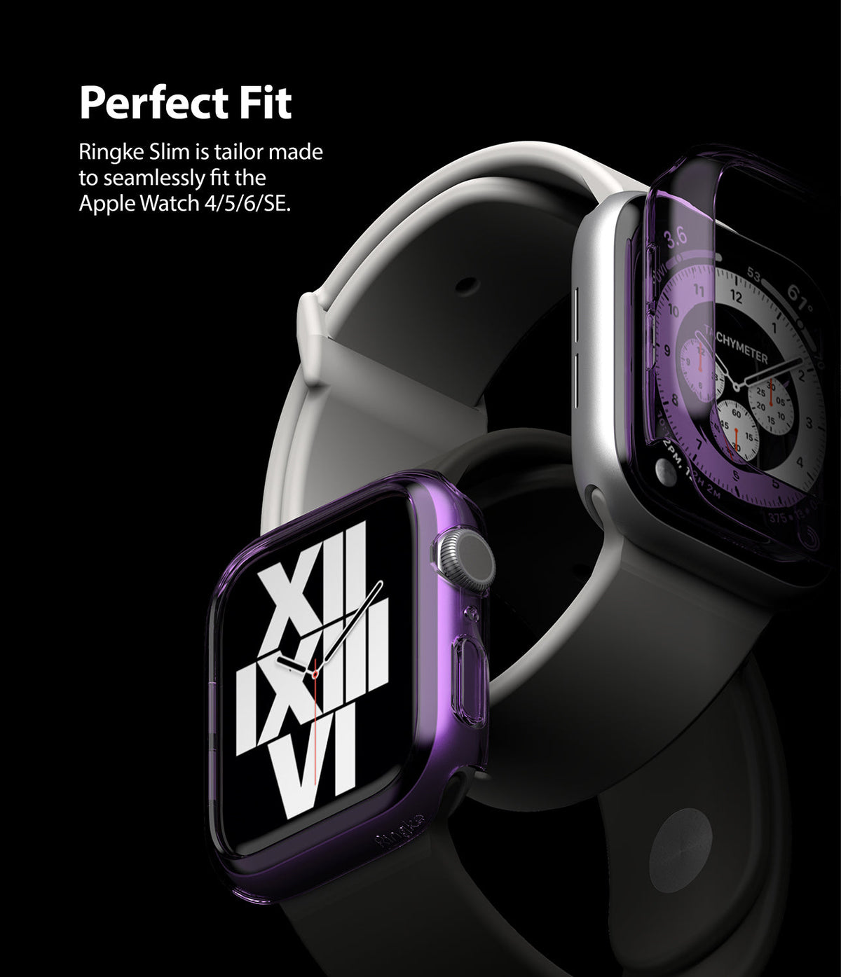 Apple Watch Series 6 / 5 / 4 / SE (40mm) Case | Slim (2 Pack) - Two Apple Watches with purple slim protective cases.