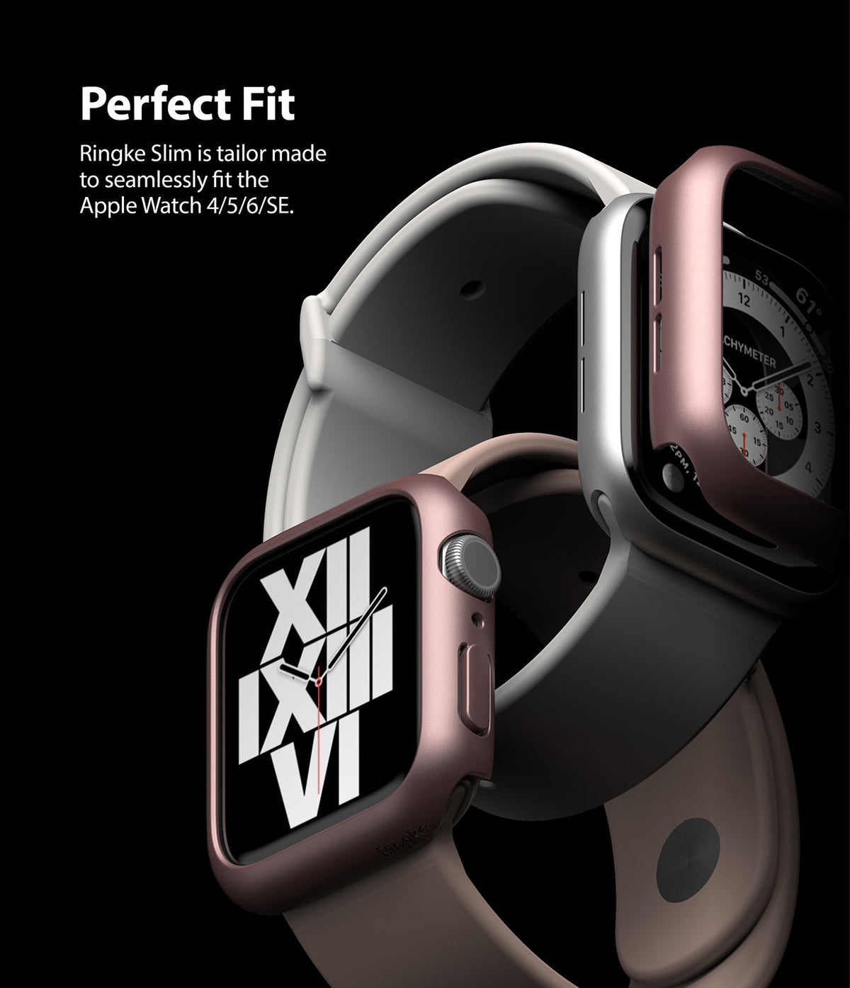 Apple Watch Series 6 / 5 / 4 / SE (40mm) Case | Slim (2 Pack) - Two Apple Watches with rose gold slim protective cases.