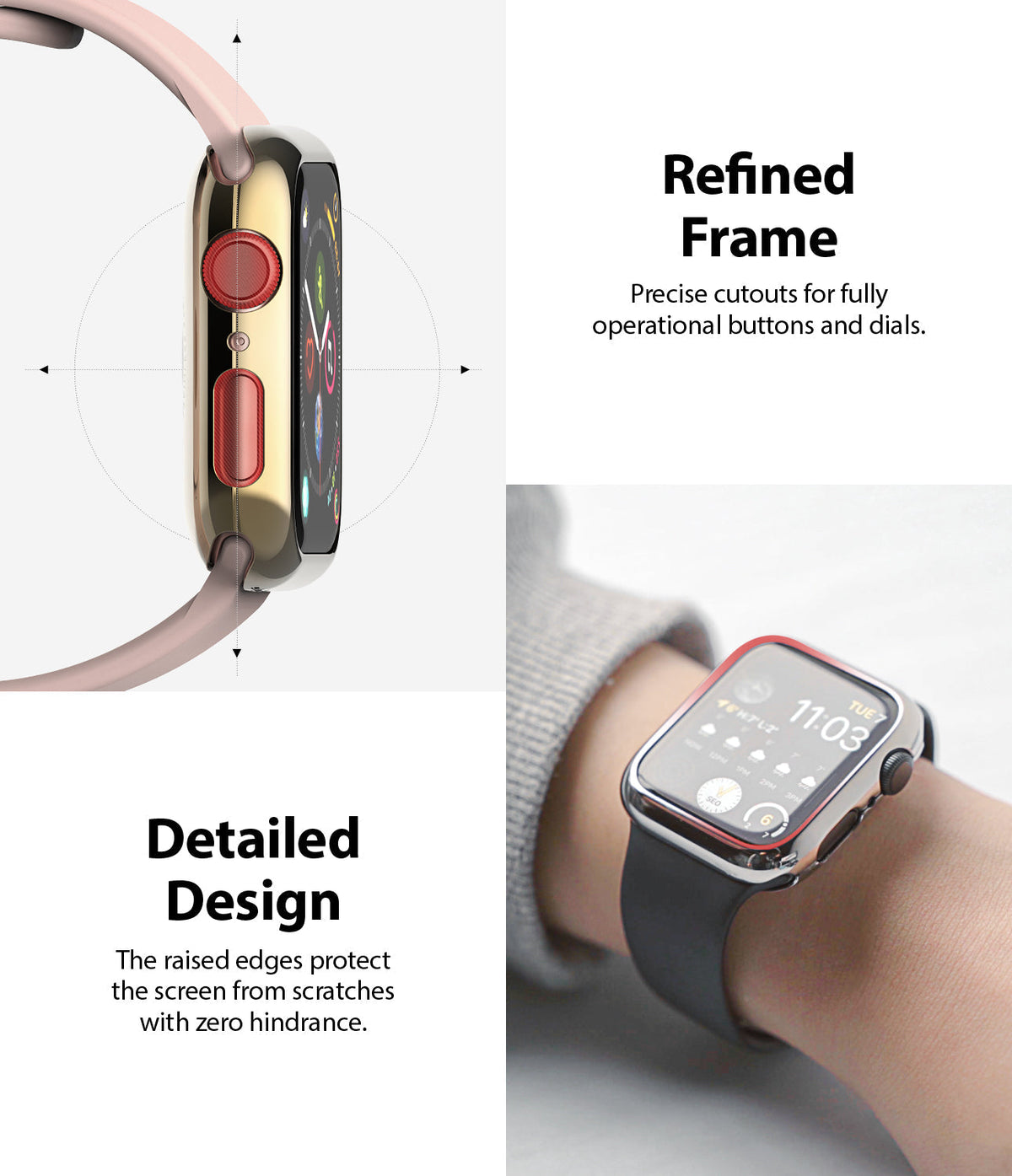 Apple Watch Series 6 / 5 / 4 / SE (44mm) | Full Frame - Gold protective watch case with precise button cutouts.