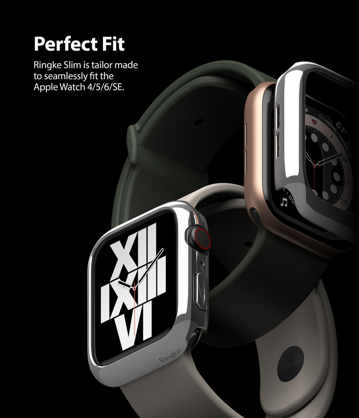 Apple Watch Series 6 / 5 / 4 / SE (40mm) Case | Slim (2 Pack) - Two Apple Watches with slim protective cases attached.