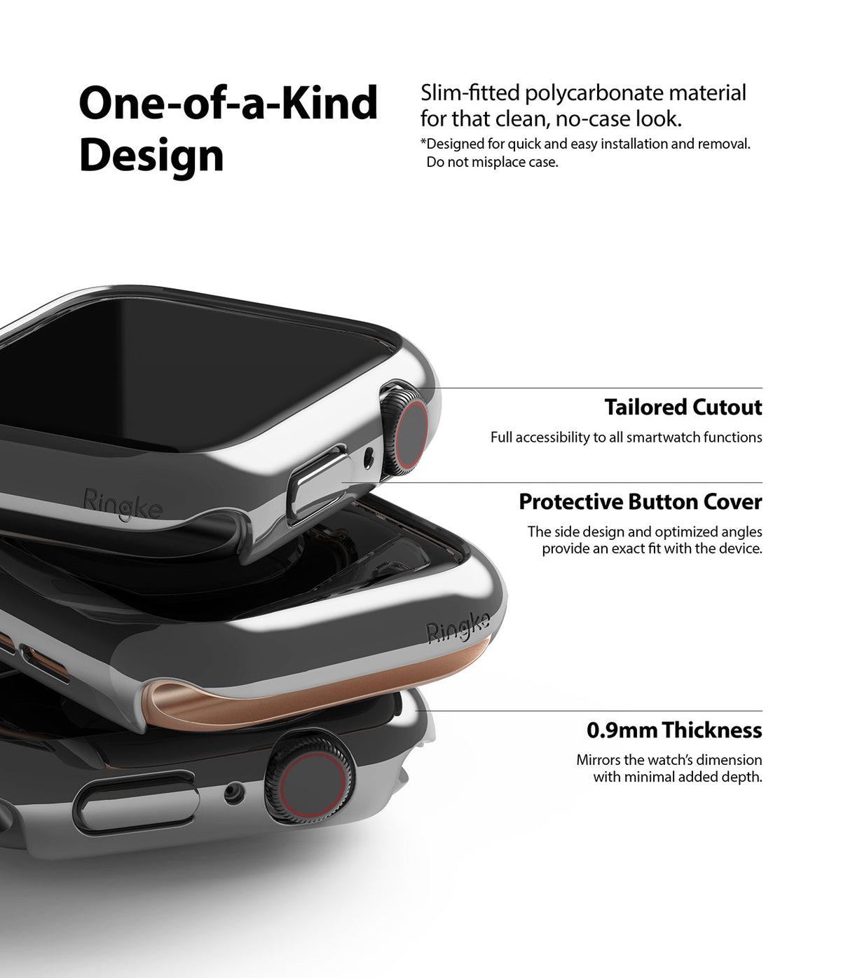 Apple Watch Series 6 / 5 / 4 / SE (40mm) Case | Slim (2 Pack) - Stacked slim polycarbonate watch cases with cutouts.