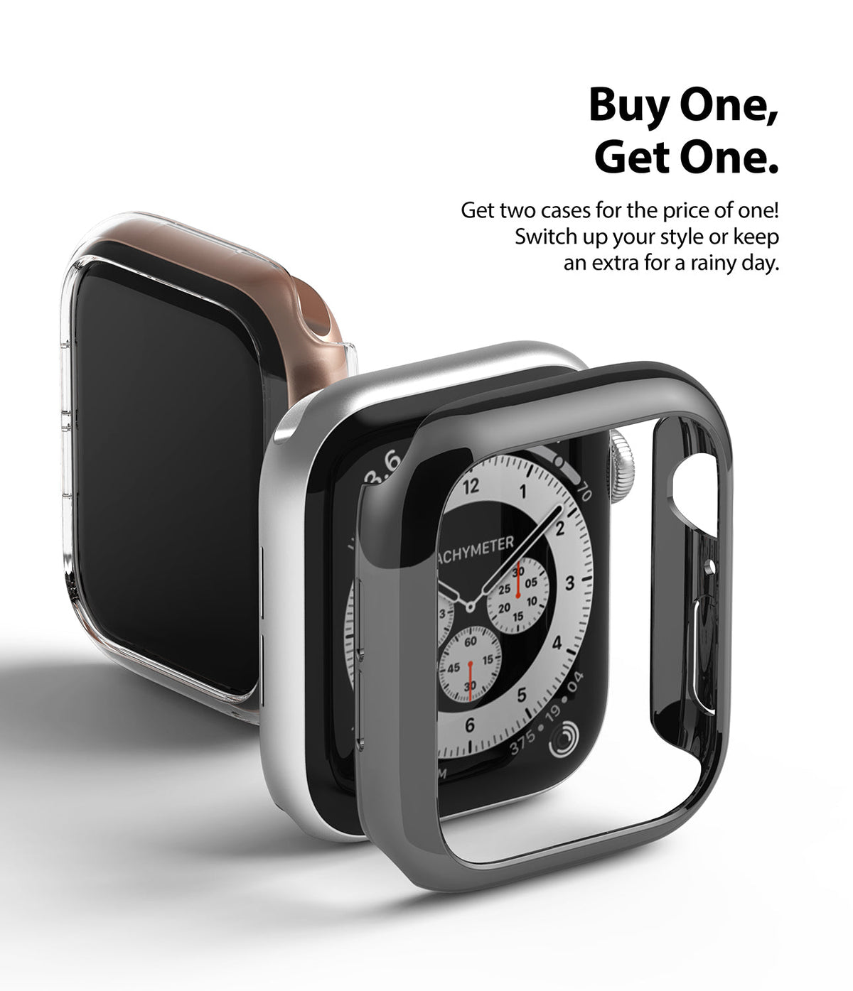 Apple Watch Series 6 / 5 / 4 / SE (40mm) Case | Slim (2 Pack) - Two slim protective cases for Apple Watch shown in clear and black.