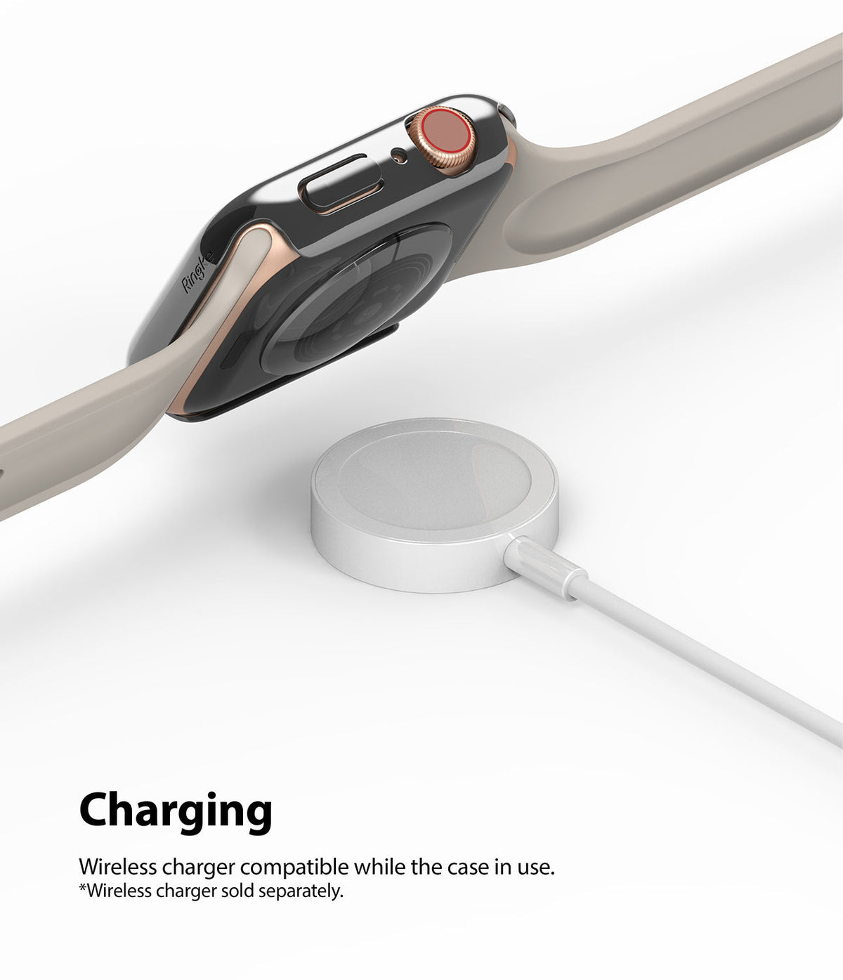 Apple Watch Series 6 / 5 / 4 / SE (40mm) Case | Slim (2 Pack) - Apple Watch with slim case charging on wireless puck.