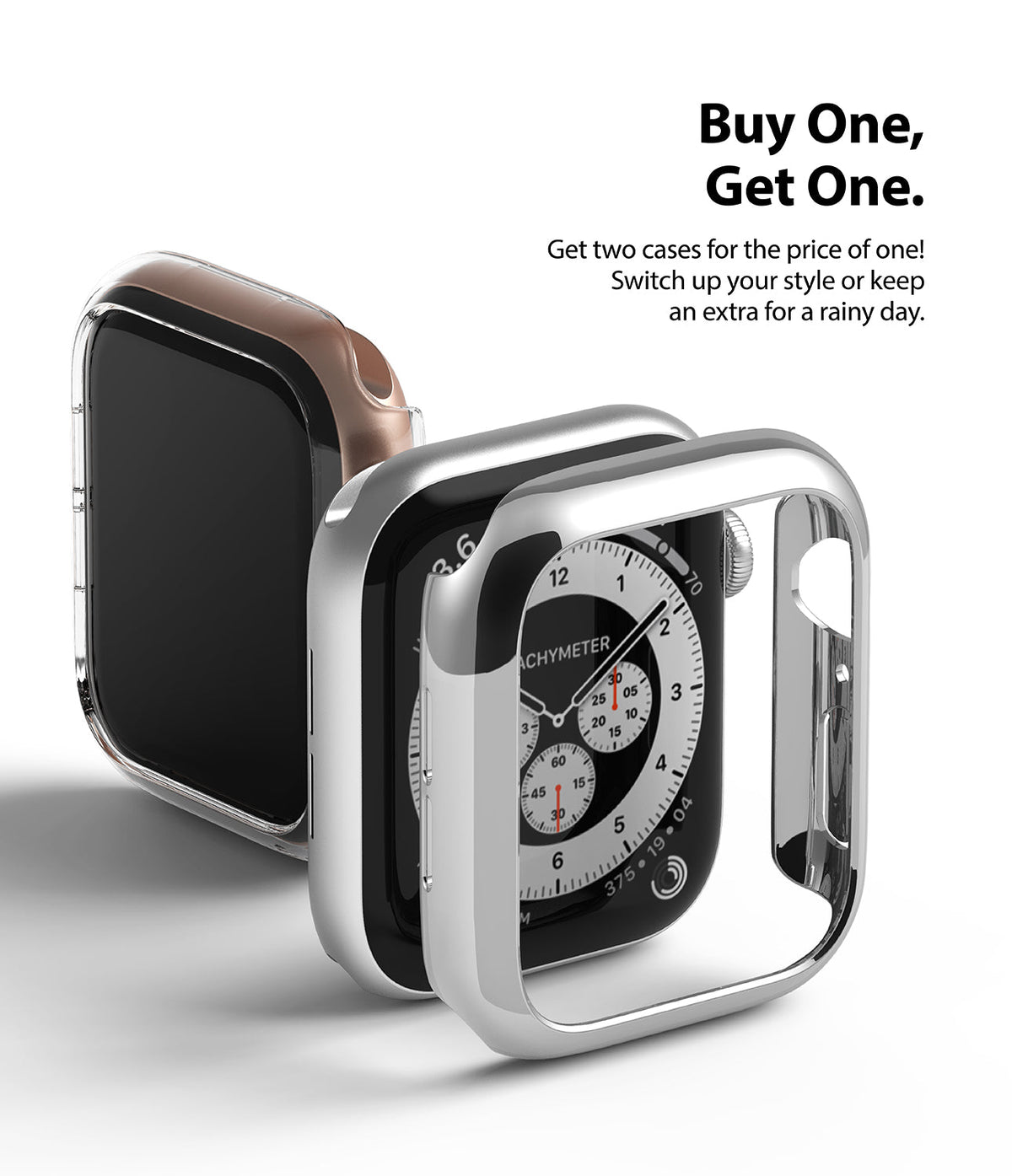 Apple Watch Series 6 / 5 / 4 / SE (44mm) Case | Slim (2 Pack) - Apple Watch Series 6 / 5 / 4 / SE (44mm) Case | Slim (2 Pack) - Two slim protective cases for Apple Watch on white.