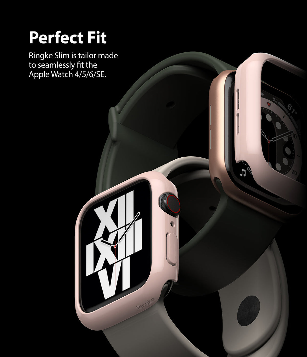 Apple Watch Series 6 / 5 / 4 / SE (44mm) Case | Slim (2 Pack) - Apple Watch Series 6 / 5 / 4 / SE (44mm) Case | Slim (2 Pack) - Two Apple Watches with slim pink protective cases.