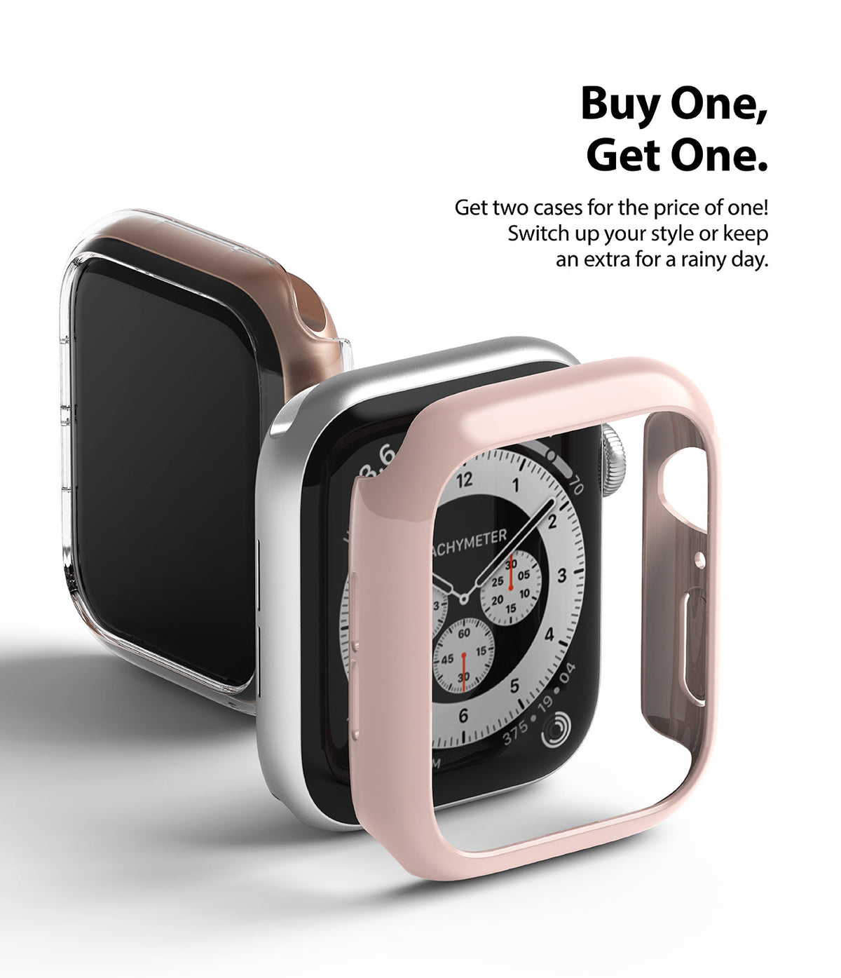 Apple Watch Series 6 / 5 / 4 / SE (44mm) Case | Slim (2 Pack) - Apple Watch Series 6 / 5 / 4 / SE (44mm) Case | Slim (2 Pack) - Two slim protective cases for Apple Watch in clear and pink.