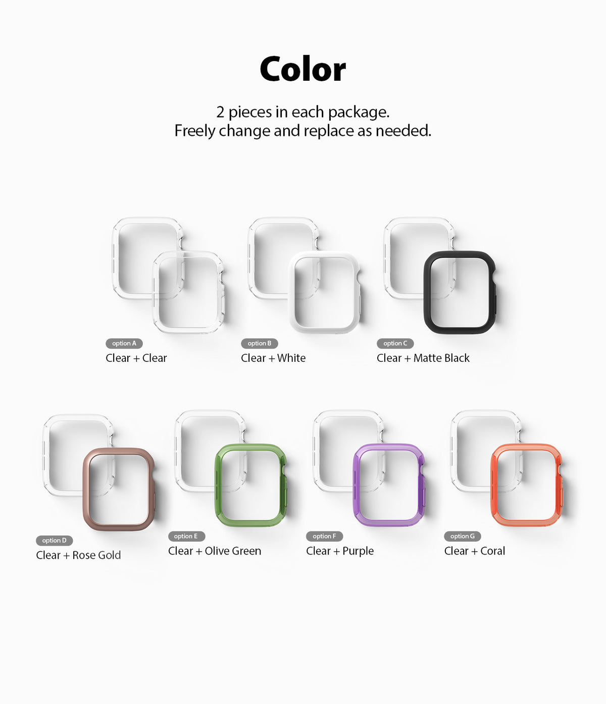 Apple Watch Series 6 / 5 / 4 / SE (40mm) Case | Slim (2 Pack) - Seven color options for 40mm Apple Watch protective cases.