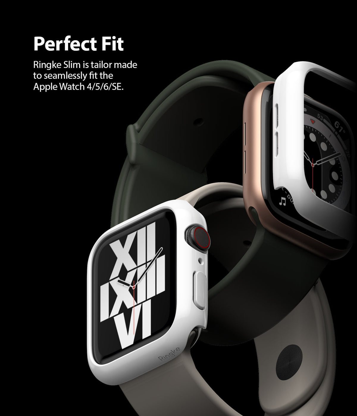 Apple Watch Series 6 / 5 / 4 / SE (40mm) Case | Slim (2 Pack) - Two Apple Watches with white slim protective cases.