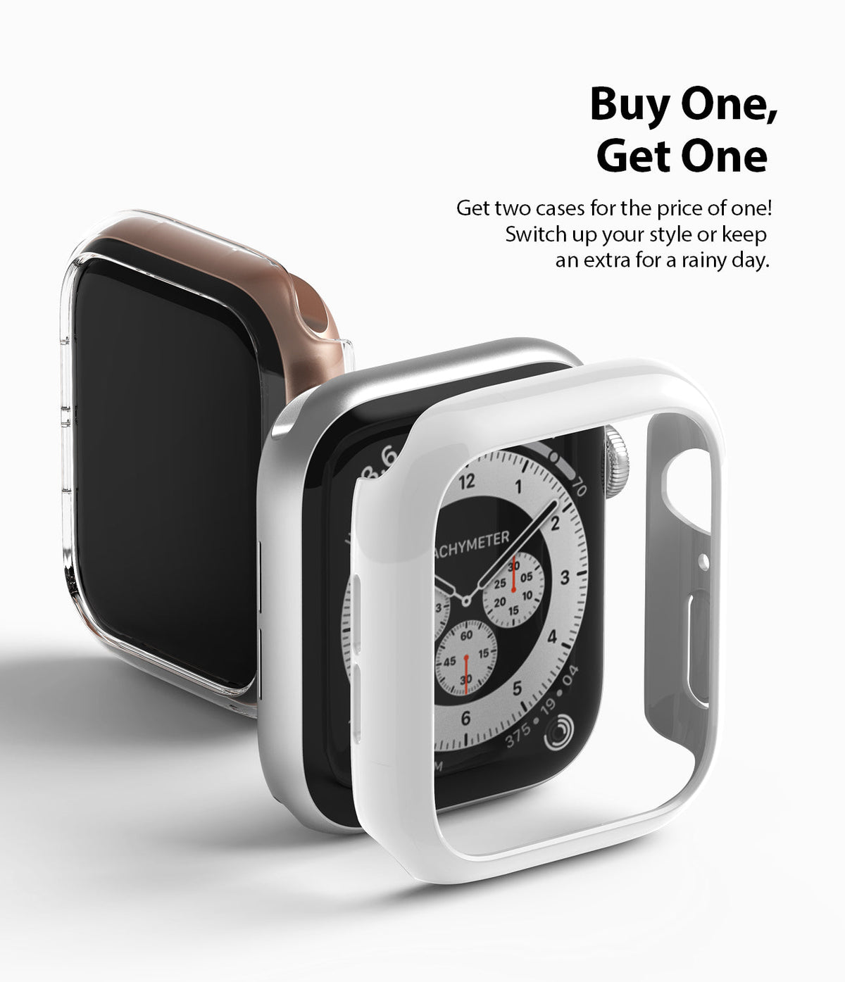 Apple Watch Series 6 / 5 / 4 / SE (40mm) Case | Slim (2 Pack) - Two slim protective cases for Apple Watch in white and clear.