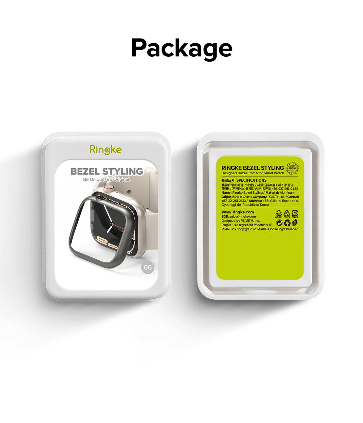 Apple Watch 9 / 8 / 7 (45mm) | Bezel Styling - Front and back view of Ringke Bezel Styling retail packaging.