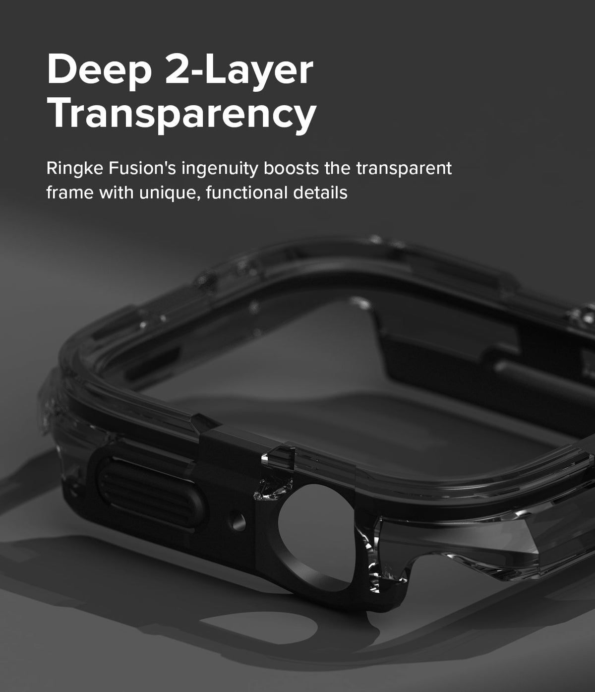 Apple Watch Series (45mm / 44mm) Case | Fusion Bumper - Apple Watch Series Case | Fusion Bumper - Close-up of a transparent, dual-layer protective bumper case for Apple Watch.