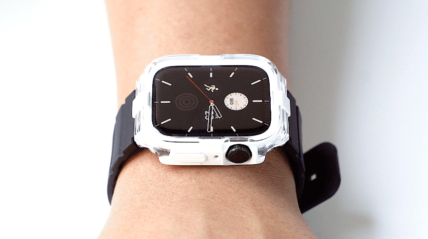 Apple Watch Series (45mm / 44mm) Case | Fusion Bumper - A clear protective bumper case snapping onto an Apple Watch.