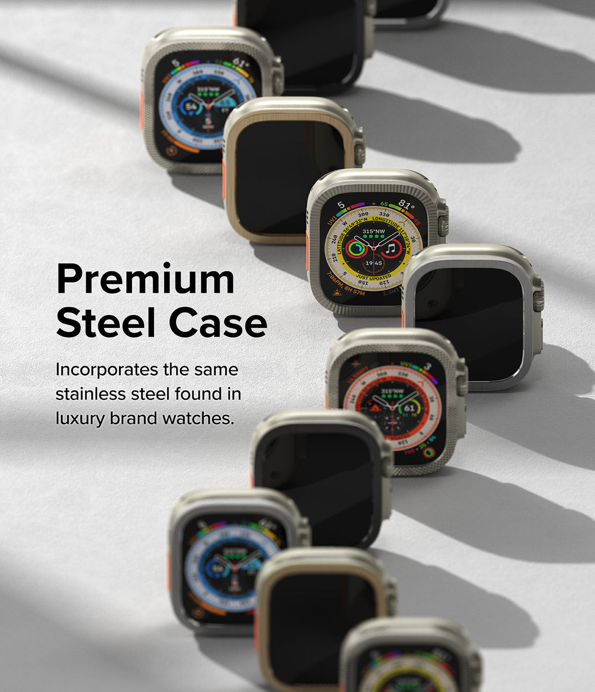 Apple Watch Ultra 3 / 2 / 1 | Glass + Bezel Styling Combo - Multiple Apple Watch Ultra cases in stainless steel finishes.