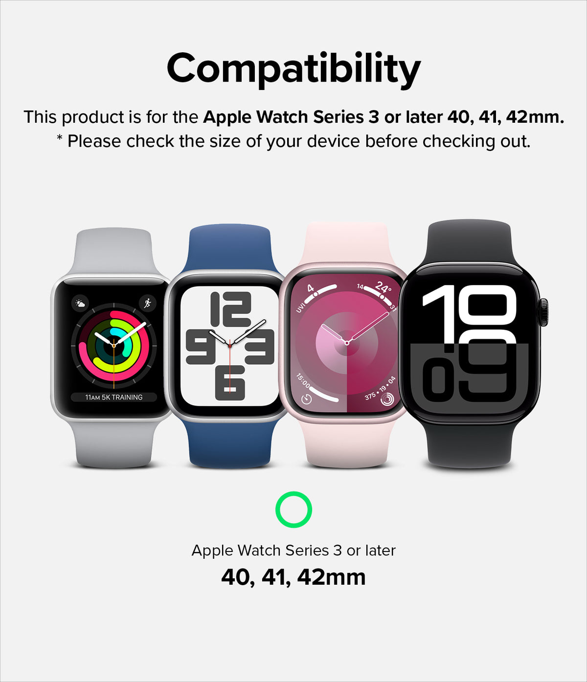 Apple Watch 42·41·40·38 mm | Leather One Padded Slim - Four Apple Watches in different colors showing compatibility.