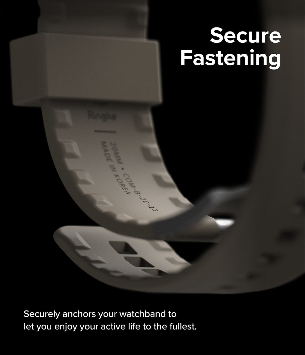 Apple Watch 49·46·45·44·42mm | Rubber One Bold Band - Close-up of a textured rubber watch band with secure fastening.