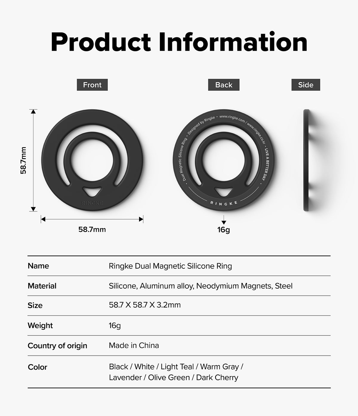Dual Magnetic Silicone Ring - Instructions on how to detach a product safely and use MagSafe chargers.