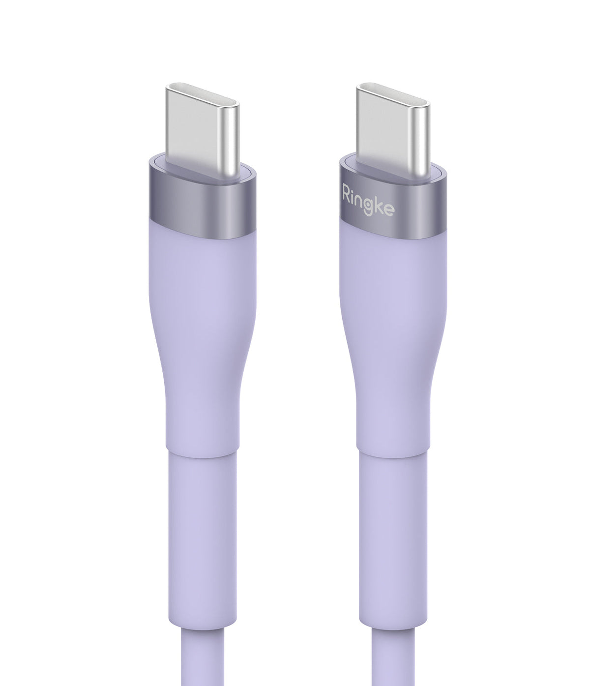 Ringke Fast Charging Pastel Cable - C Type-C Type - Ringke Fast Charging Pastel Cable - Two pastel purple USB-C cable ends with metallic silver connectors and Ringke branding.