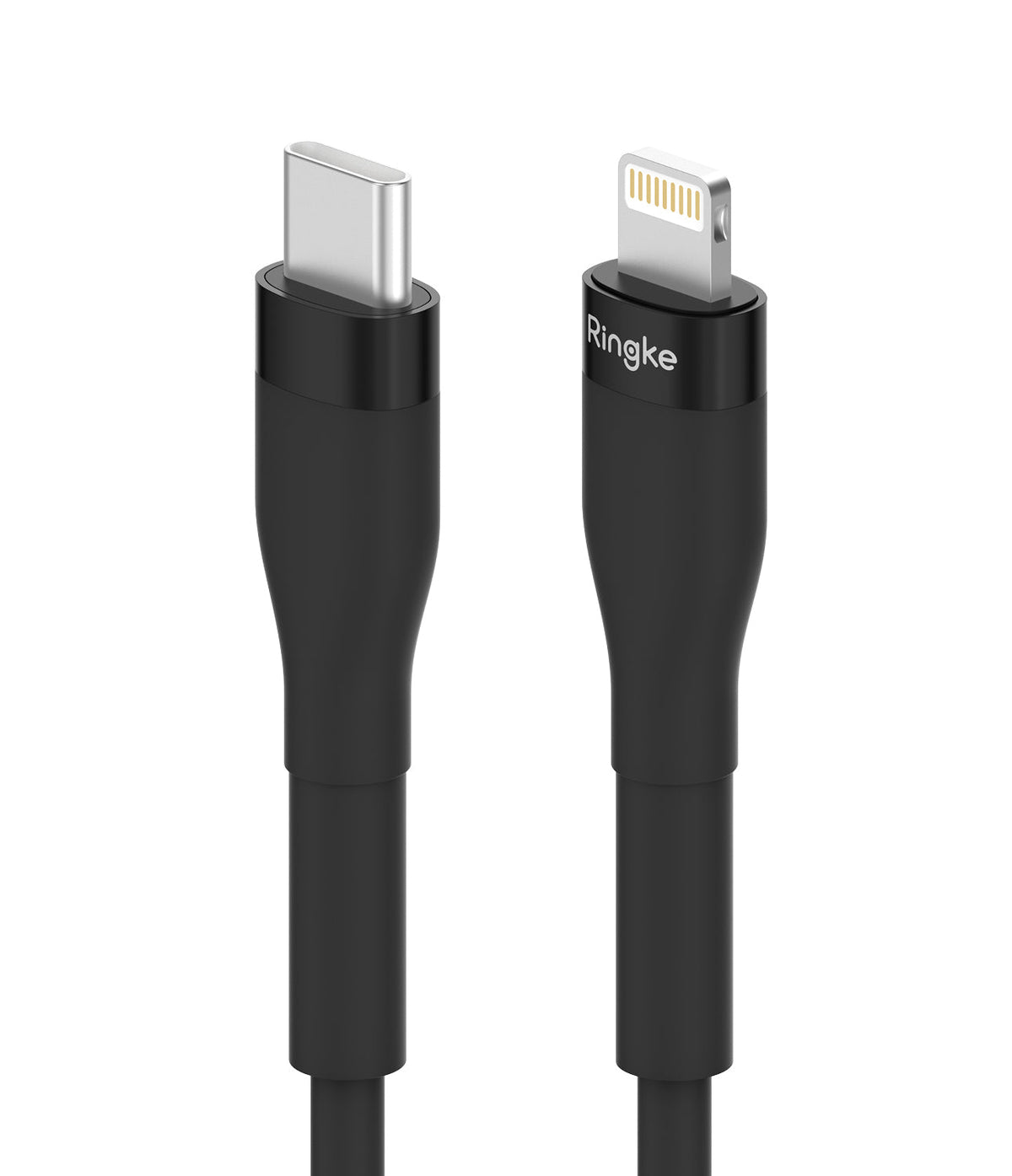 Ringke Fast Charging Pastel Cable - C Type-Lightning - Black USB-C to Lightning cable with Ringke branding.