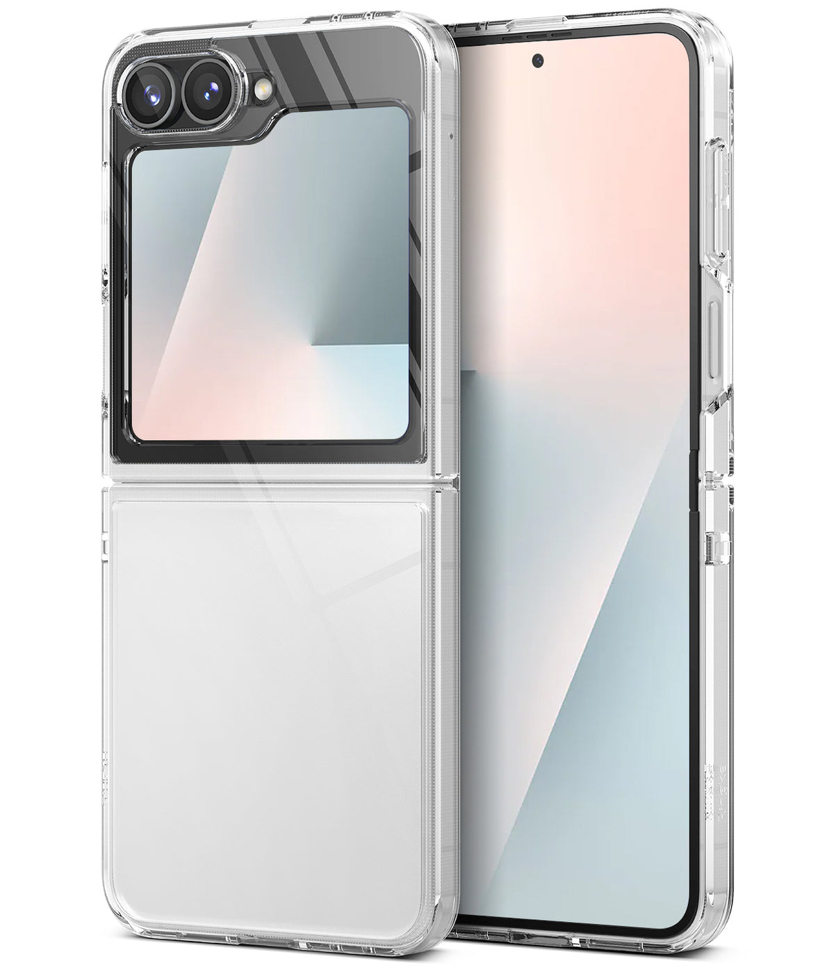 Galaxy Z Flip 7 FE Case | Fusion - Clear protective case on a Galaxy Z Flip 7 FE, showing both folded and unfolded views.
