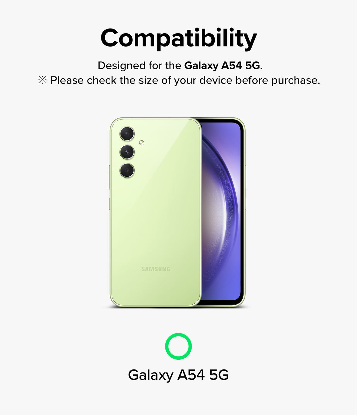 Galaxy A54 5G Camera Lens Protector | Camera Lens Frame Glass - Galaxy A54 5G Camera Lens Protector - Compatibility graphic for a light green Samsung Galaxy A54 5G smartphone.