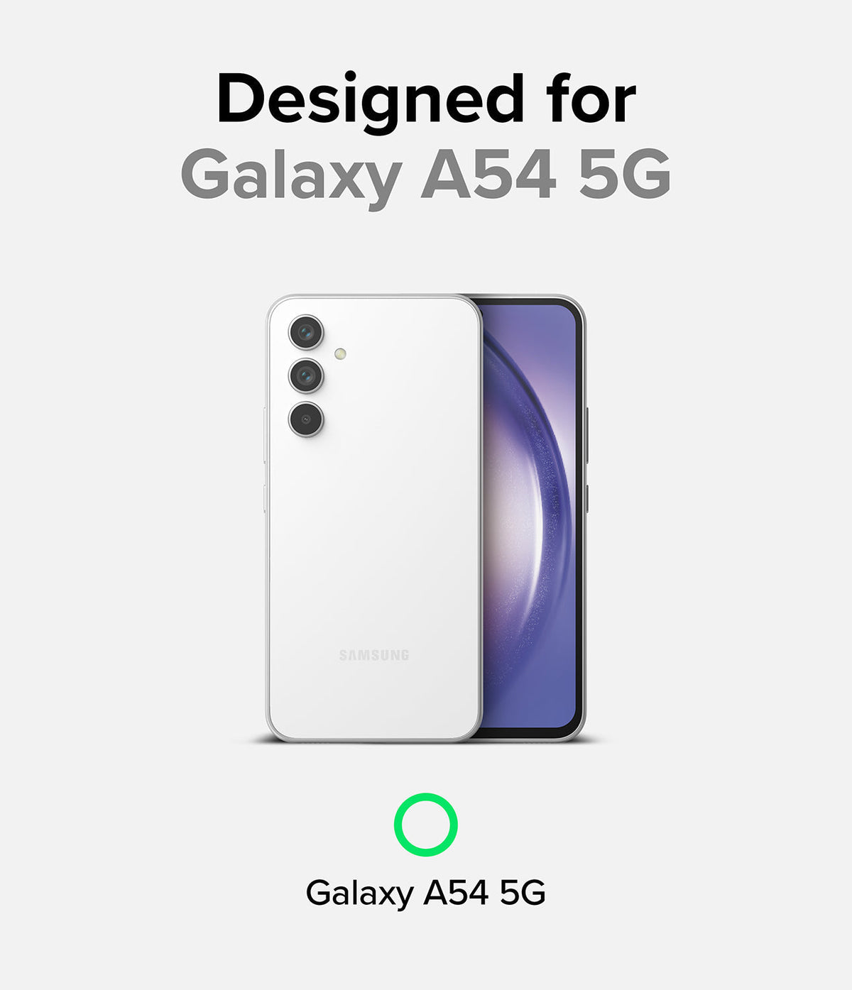 Galaxy A54 Case | Fusion - White Samsung Galaxy A54 5G phone shown from back and front against a light background.