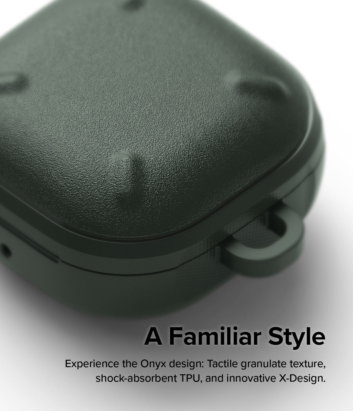 Galaxy Buds FE / 2 Pro / Buds 2 / Galaxy Buds Pro / Live Case | Onyx - Dark green textured TPU case with X-design.