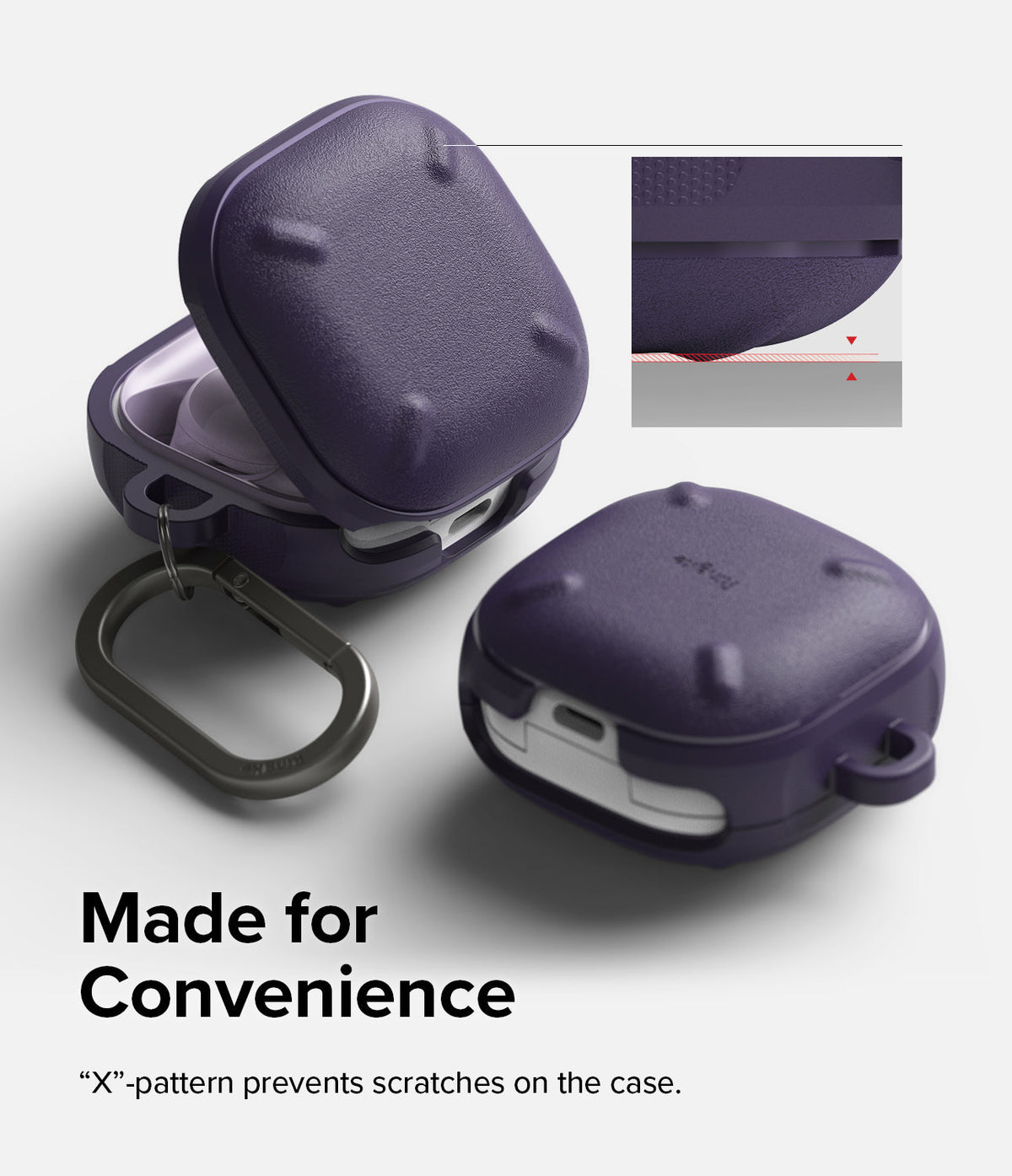 Galaxy Buds FE / 2 Pro / Buds 2 / Galaxy Buds Pro / Live Case | Onyx - Purple protective case with X-patterned bumpers.