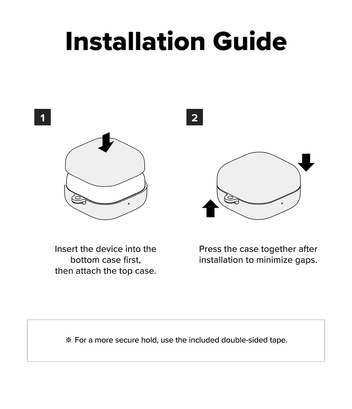 Galaxy Buds 4 Pro / 4 Case | Air - Two-step installation guide showing how to insert earbuds into the protective case.