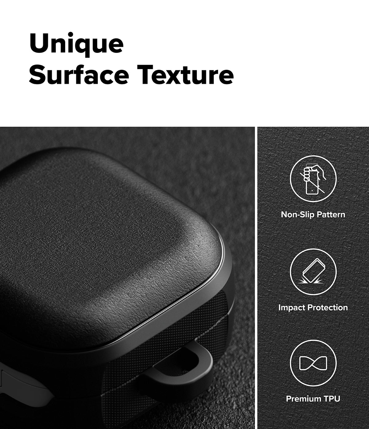 Galaxy Buds 4 Pro / 4 Case | Onyx Magnetic - Black textured case with non-slip, impact protection, and TPU features.