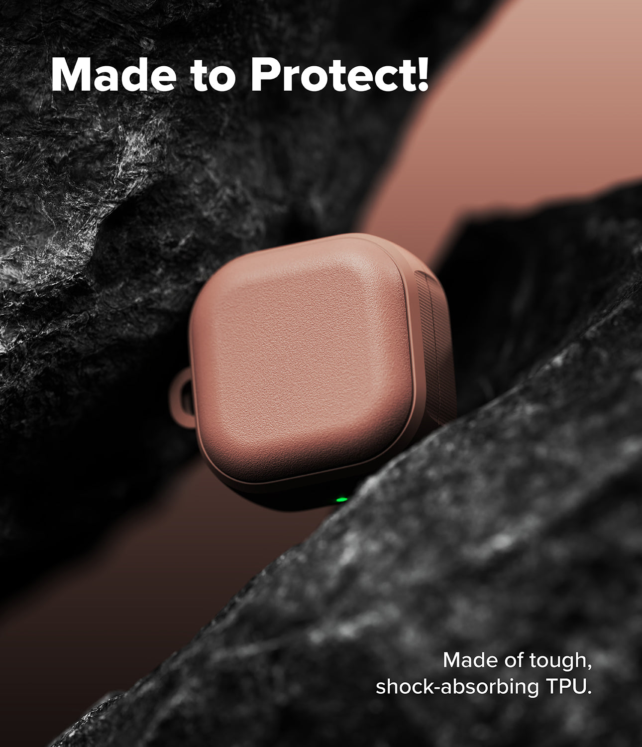 Galaxy Buds 4 Pro / 4 Case | Onyx Magnetic - A textured coral earbud case nestled between jagged black rocks.