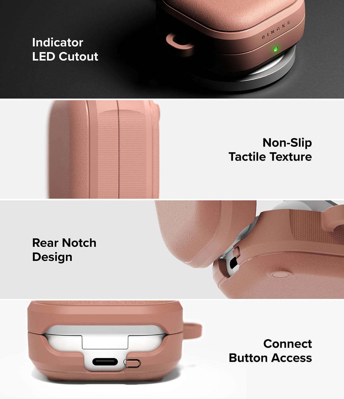 Galaxy Buds 4 Pro / 4 Case | Onyx Magnetic - Features LED cutout, tactile texture, rear notch, and button access.