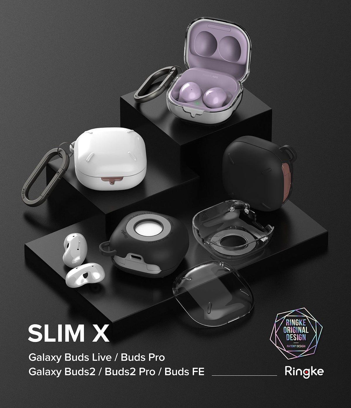 Galaxy Buds FE / 2 Pro / Buds 2 / Galaxy Buds Pro / Live Case | Slim-X - Clear and colored protective cases for earbuds.