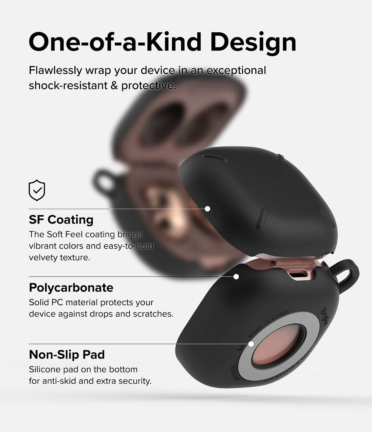 Galaxy Buds FE / 2 Pro / Buds 2 / Galaxy Buds Pro / Live Case | Slim-X - Matte black protective case for Galaxy Buds.