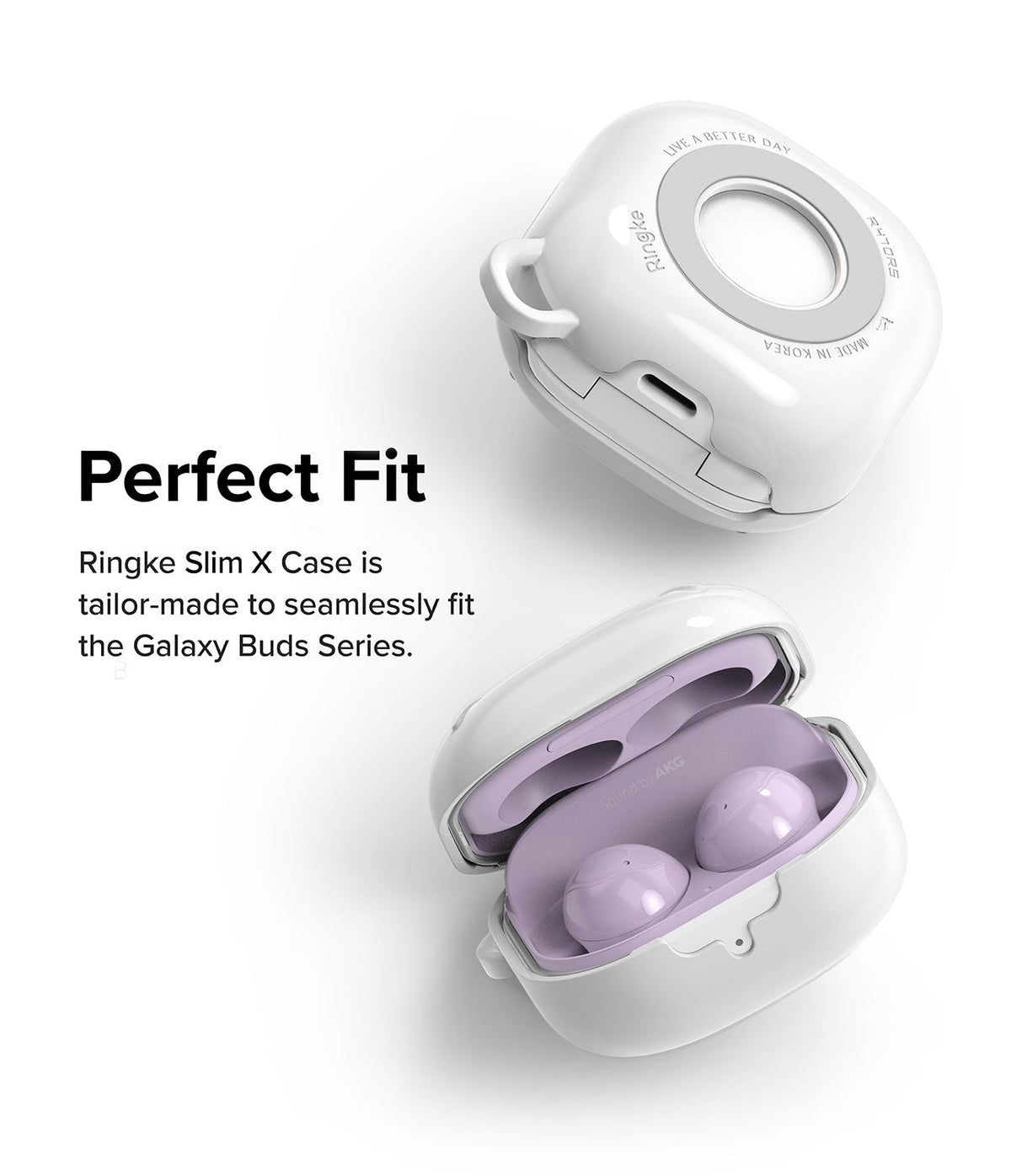 Galaxy Buds FE / 2 Pro / Buds 2 / Galaxy Buds Pro / Live Case | Slim-X - White protective case for Galaxy Buds.