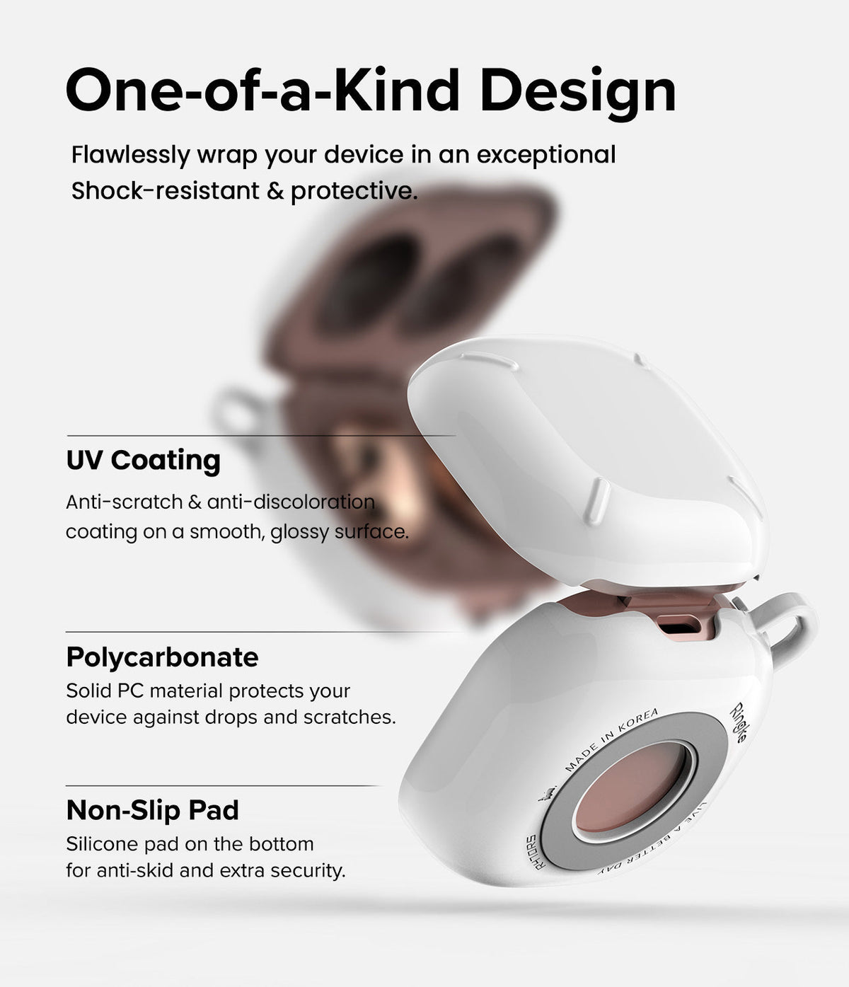 Galaxy Buds FE / 2 Pro / Buds 2 / Galaxy Buds Pro / Live Case | Slim-X - White protective case for Galaxy Buds earbuds.