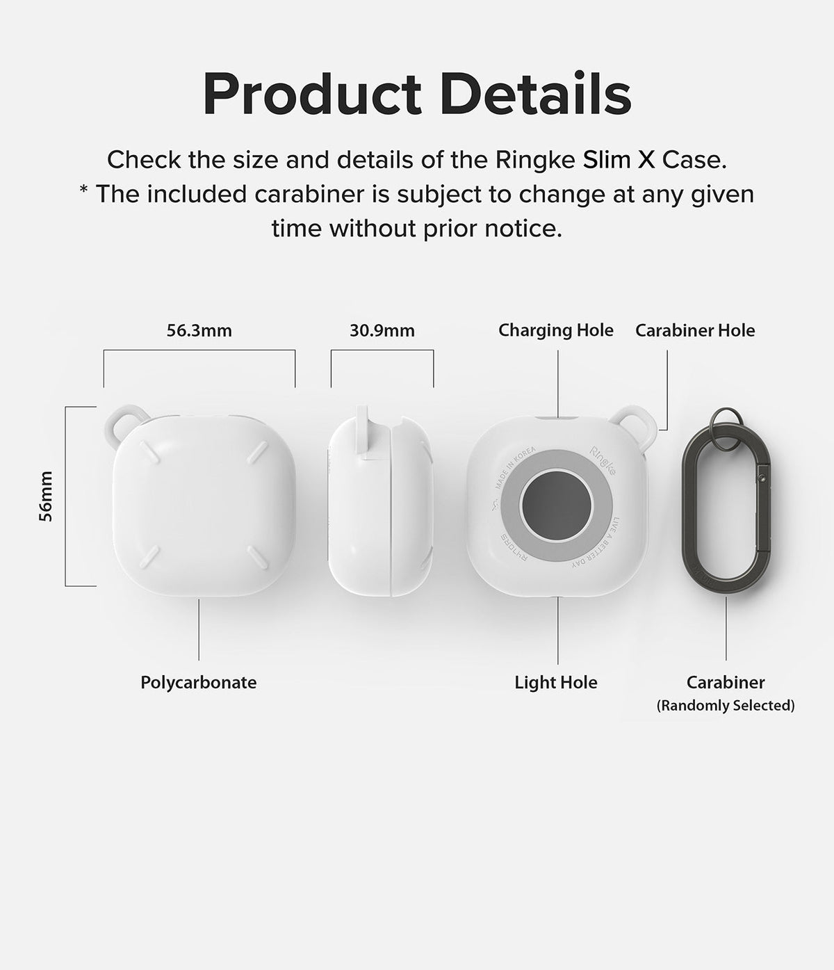 Galaxy Buds FE / 2 Pro / Buds 2 / Galaxy Buds Pro / Live Case | Slim-X - Technical diagram showing case dimensions and parts.