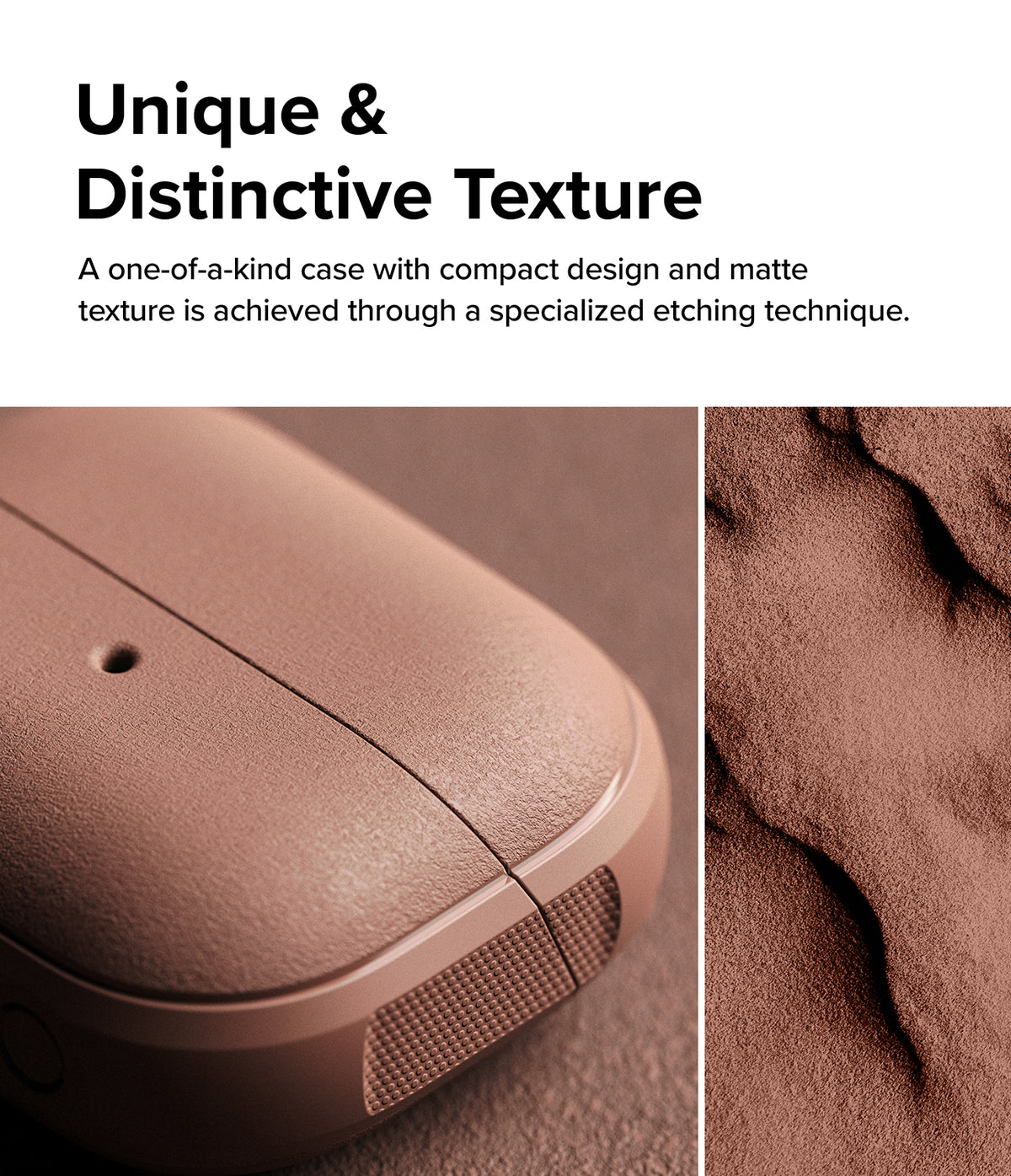 Galaxy Buds 3 Pro / 3 / 3 FE | Onyx Magnetic - Matte, etched-texture earbud case next to a rough, rocky surface.