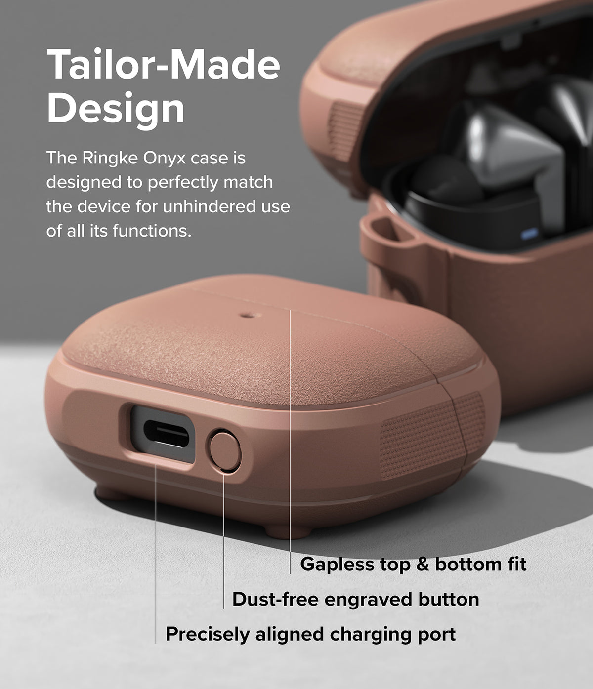 Galaxy Buds 3 Pro / 3 / 3 FE | Onyx Magnetic - Matte brown protective case for Galaxy Buds with precise port cutouts.