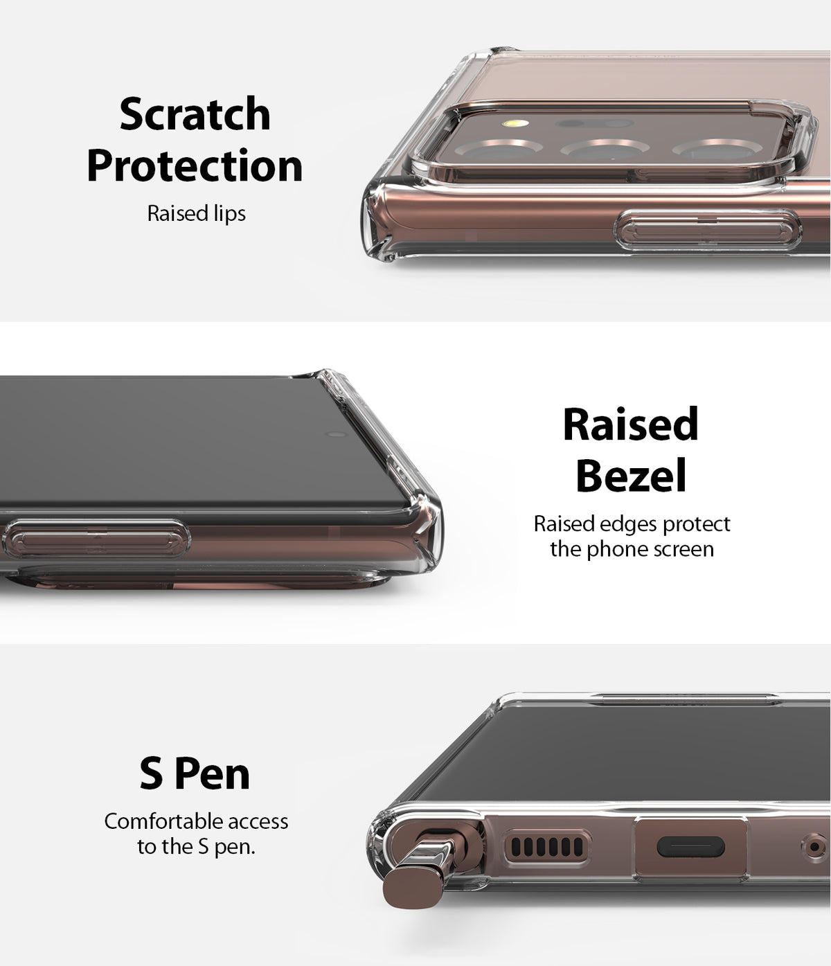 Galaxy Note 20 Ultra Case | Fusion - Clear case showing raised camera lips, screen protection, and easy S Pen access.