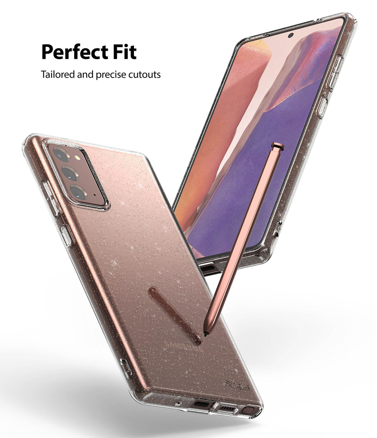 Galaxy Note 20 Case | Air - Rose gold glitter phone case with S Pen and precise cutouts for Galaxy Note 20.