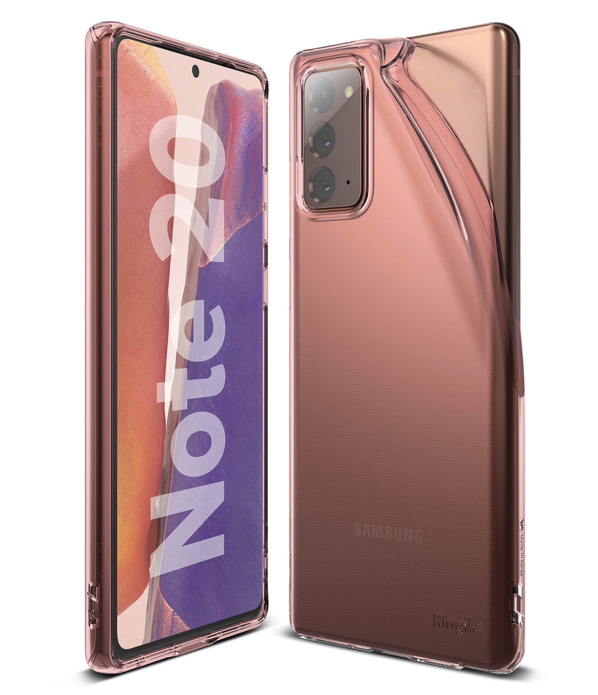 Galaxy Note 20 Case | Air - Rose gold transparent phone case on a Samsung Galaxy Note 20, showing front and back views.