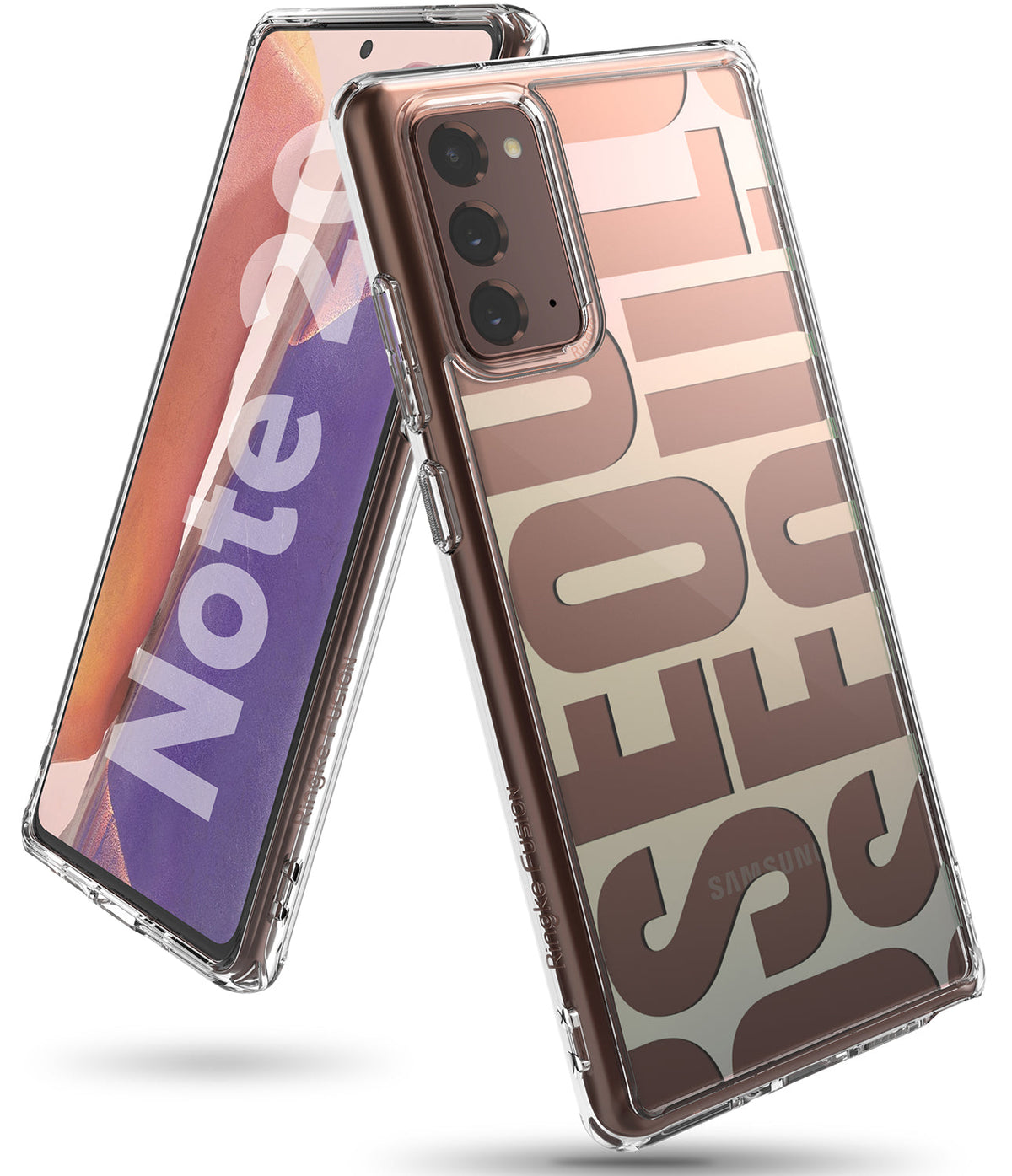 Galaxy Note 20 Case | Fusion Design - Clear phone case with Seoul typography on a bronze Samsung Galaxy Note 20.