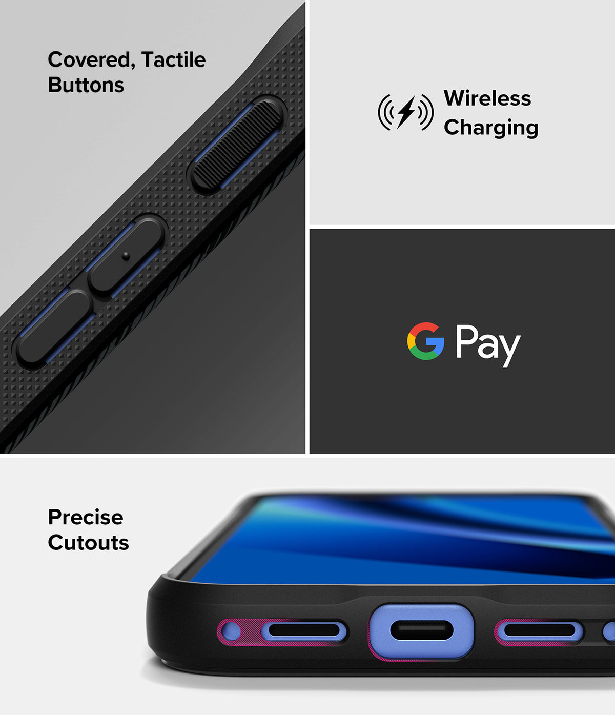 Google Pixel 10a Case | Onyx - Features tactile buttons, wireless charging compatibility, G Pay support, and precise port cutouts.