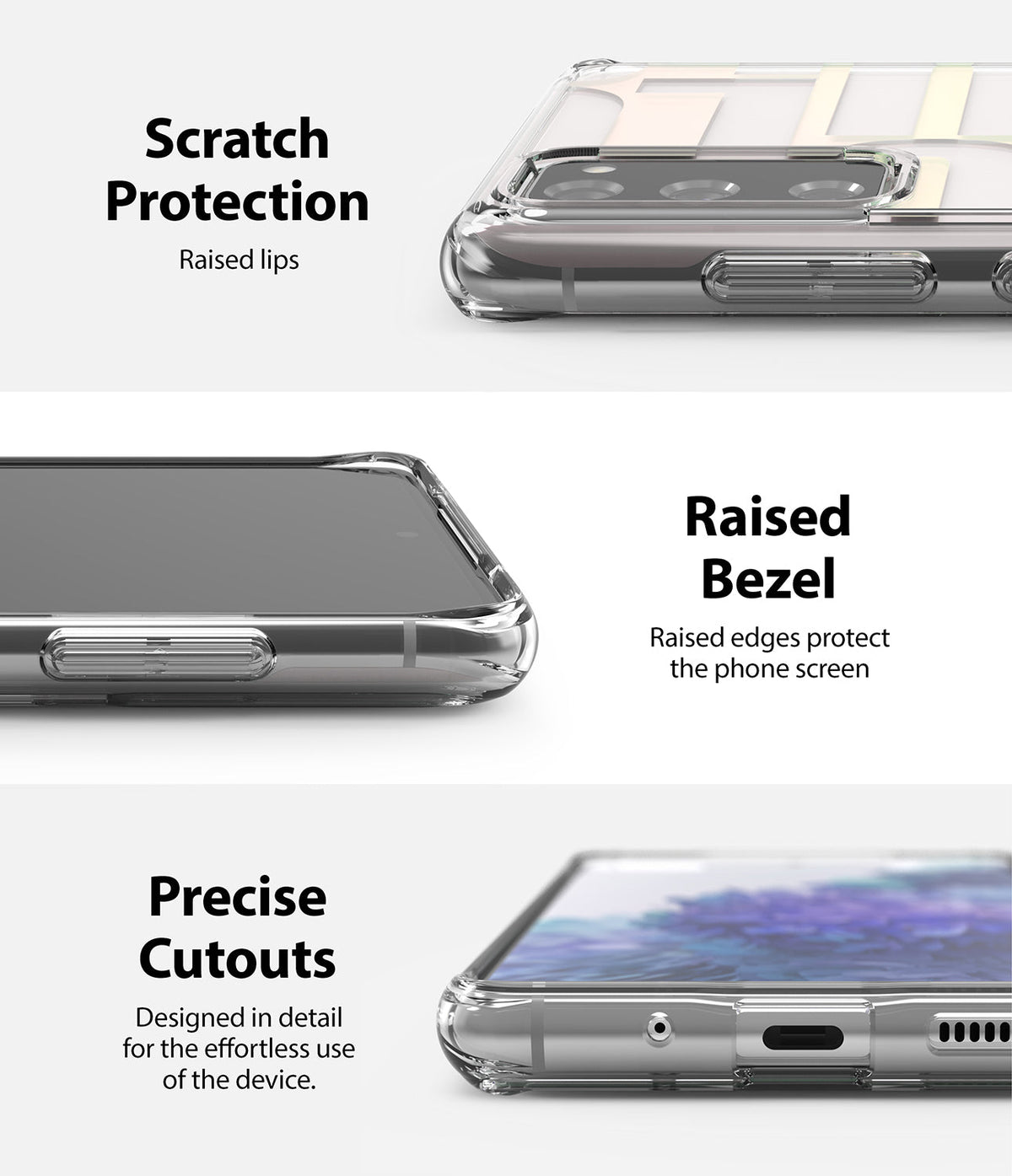Galaxy S20 FE Case | Fusion Design - Clear phone case showing camera protection, raised screen bezels, and precise port cutouts.