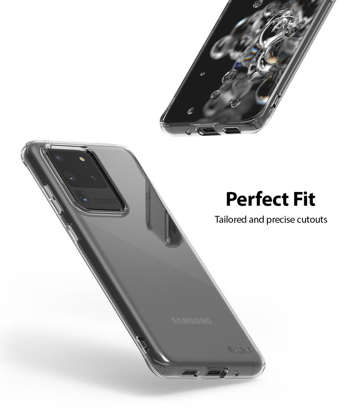 Galaxy S20 Ultra Case | Air - Clear phone case on a Galaxy S20 Ultra showing precise cutouts and a perfect fit.