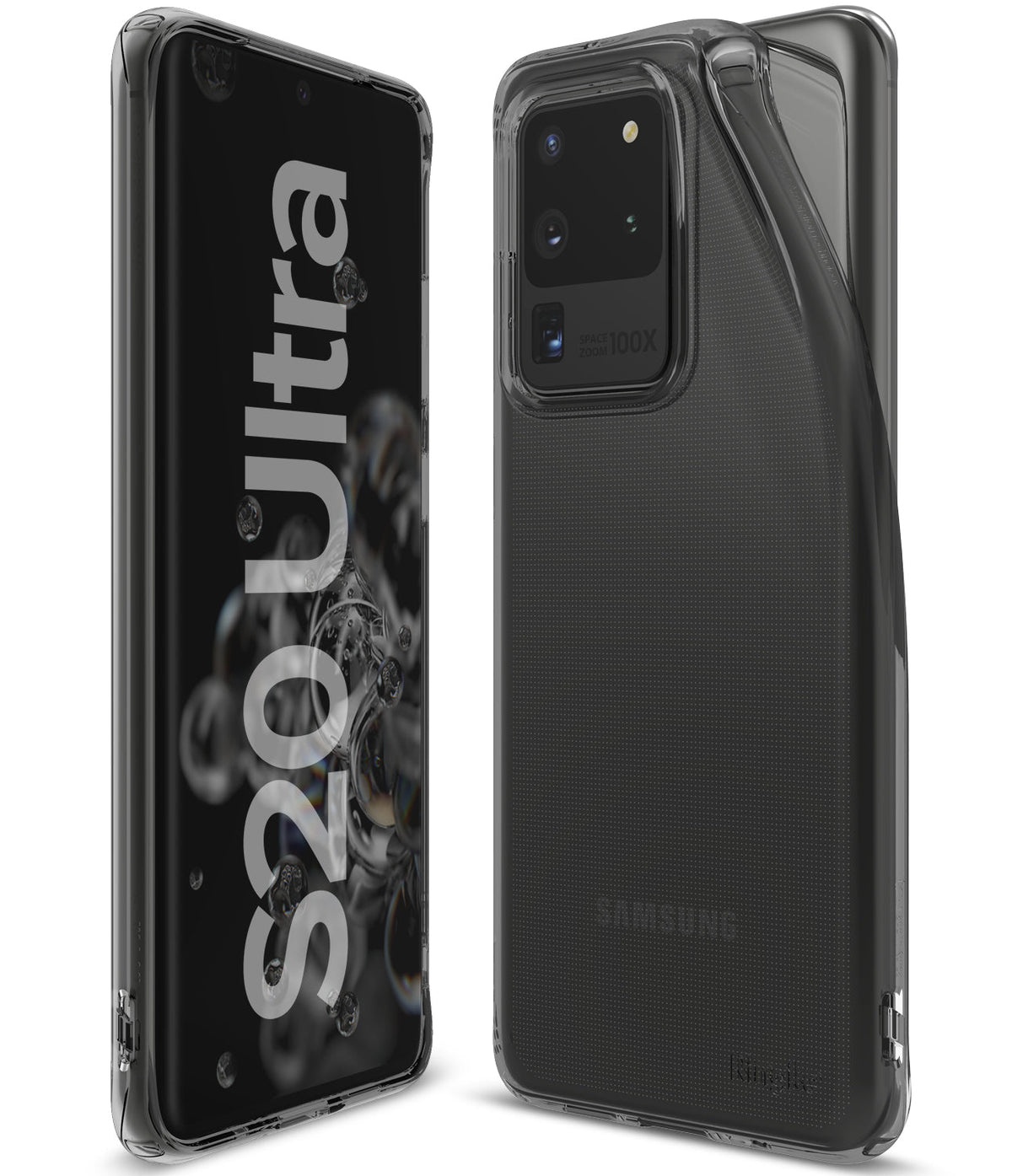 Galaxy S20 Ultra Case | Air - Transparent protective case shown on front and back of a Galaxy S20 Ultra smartphone.